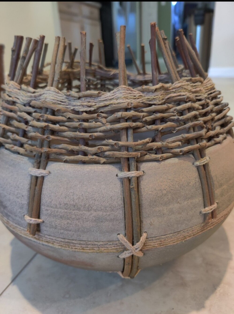 Woven Twig & Ceramic Bowl By M&C Adcock - Picture 2 of 9